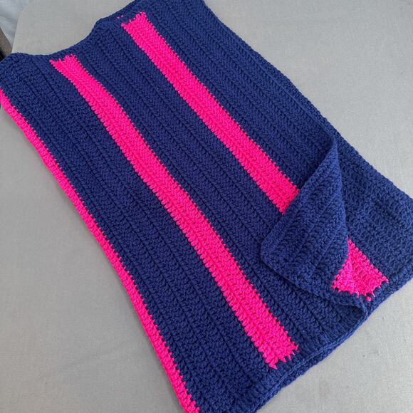 Hand Crochet Teddy Bear Plush Blanket Set Stuffed Animal Afghan Pink Blue Retro - Picture 8 of 16